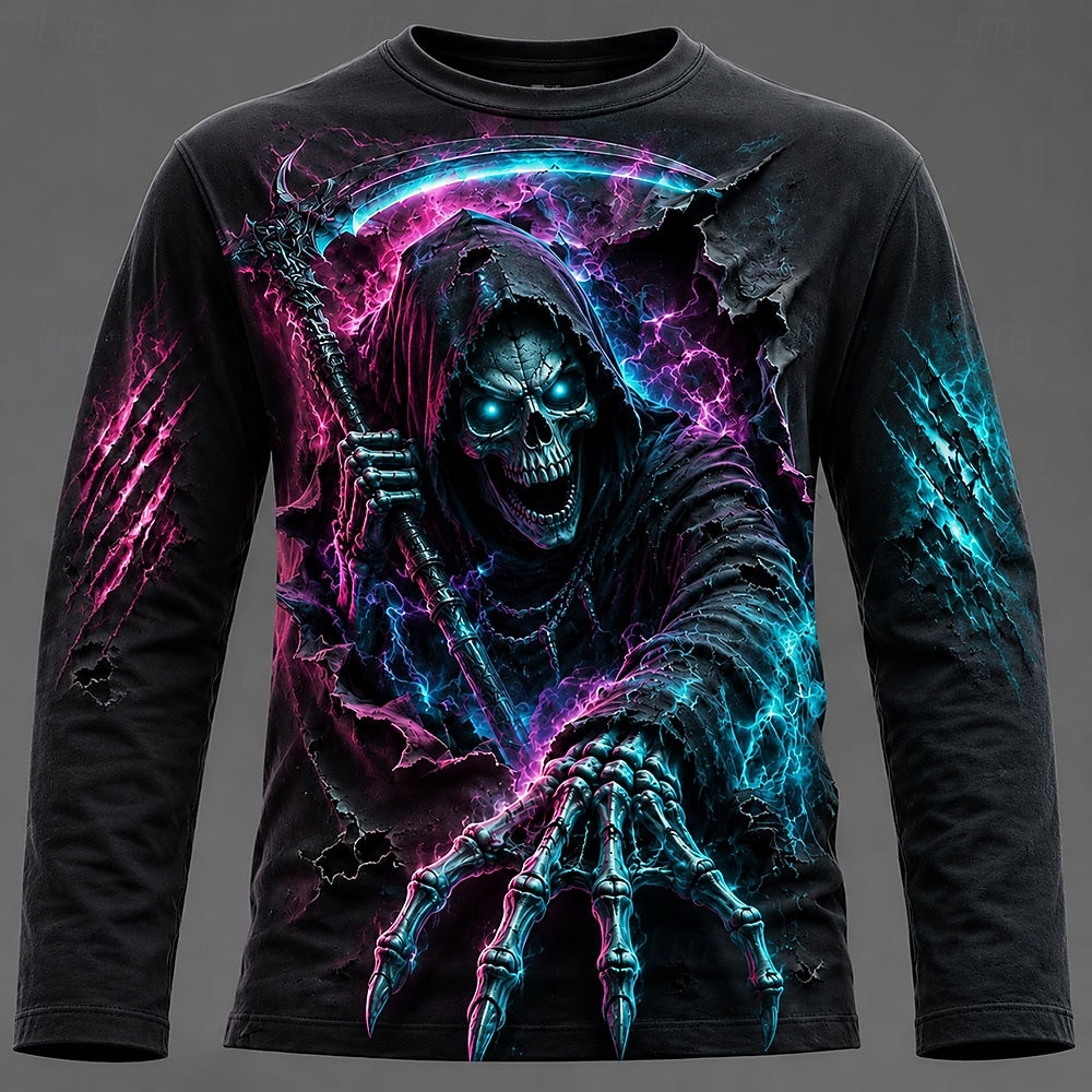 Kaos Pria Halloween dengan Gra - 3D Printing Jersey ulasan dan harga