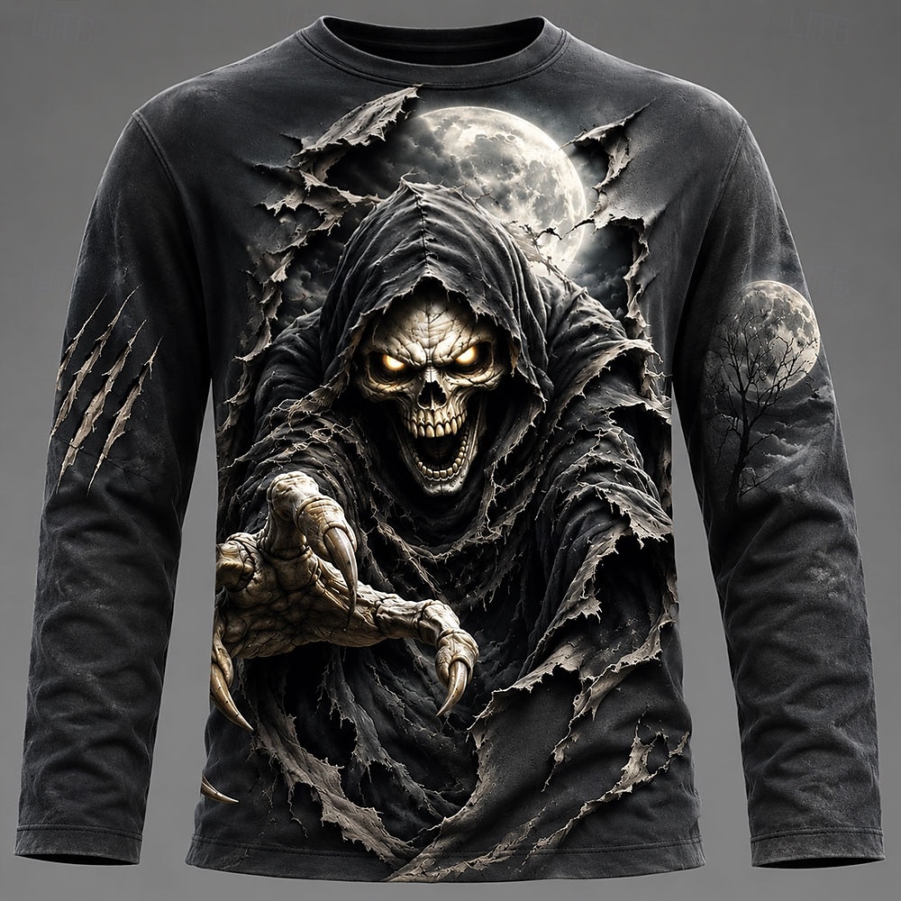 Kaos Pria Halloween dengan Gra - 3D Printing Jersey ulasan dan harga