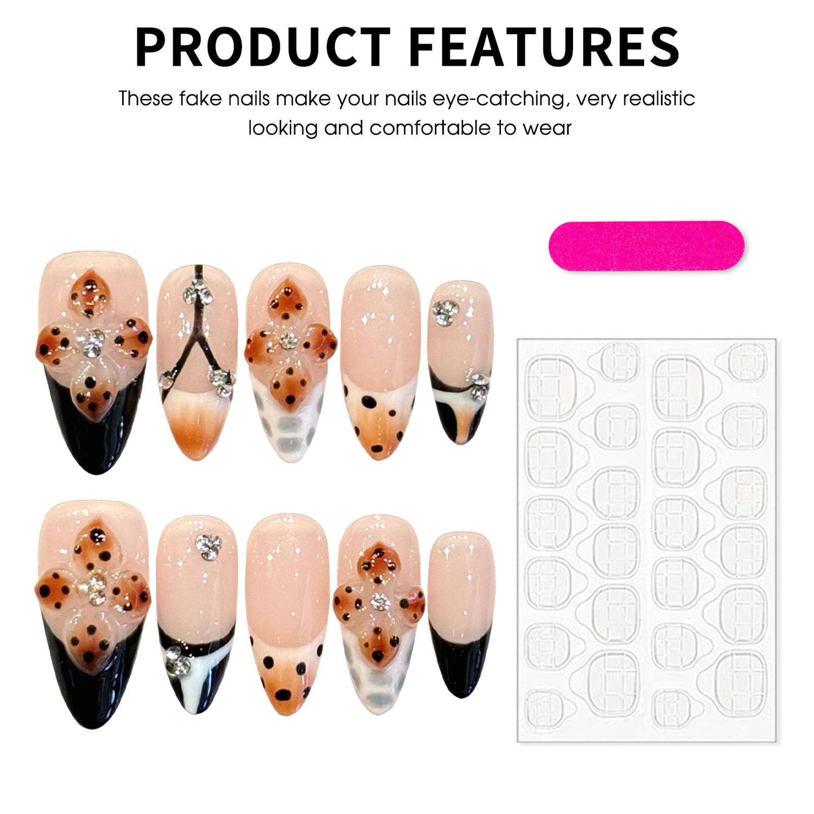 10pcs Kuku Palsu Gaya Prancis  - 3D Printing Resin ulasan dan harga